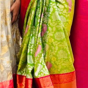 Kanchipuram saree with Blouse  maggam /Zardozi work sari